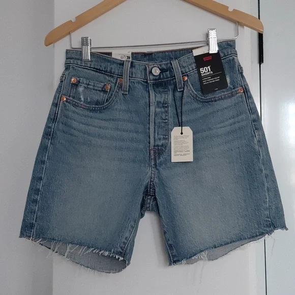 Levi's 501 Mid Thigh High Rise Shorts Odeon Sz 27 NWT - Picture 9 of 11